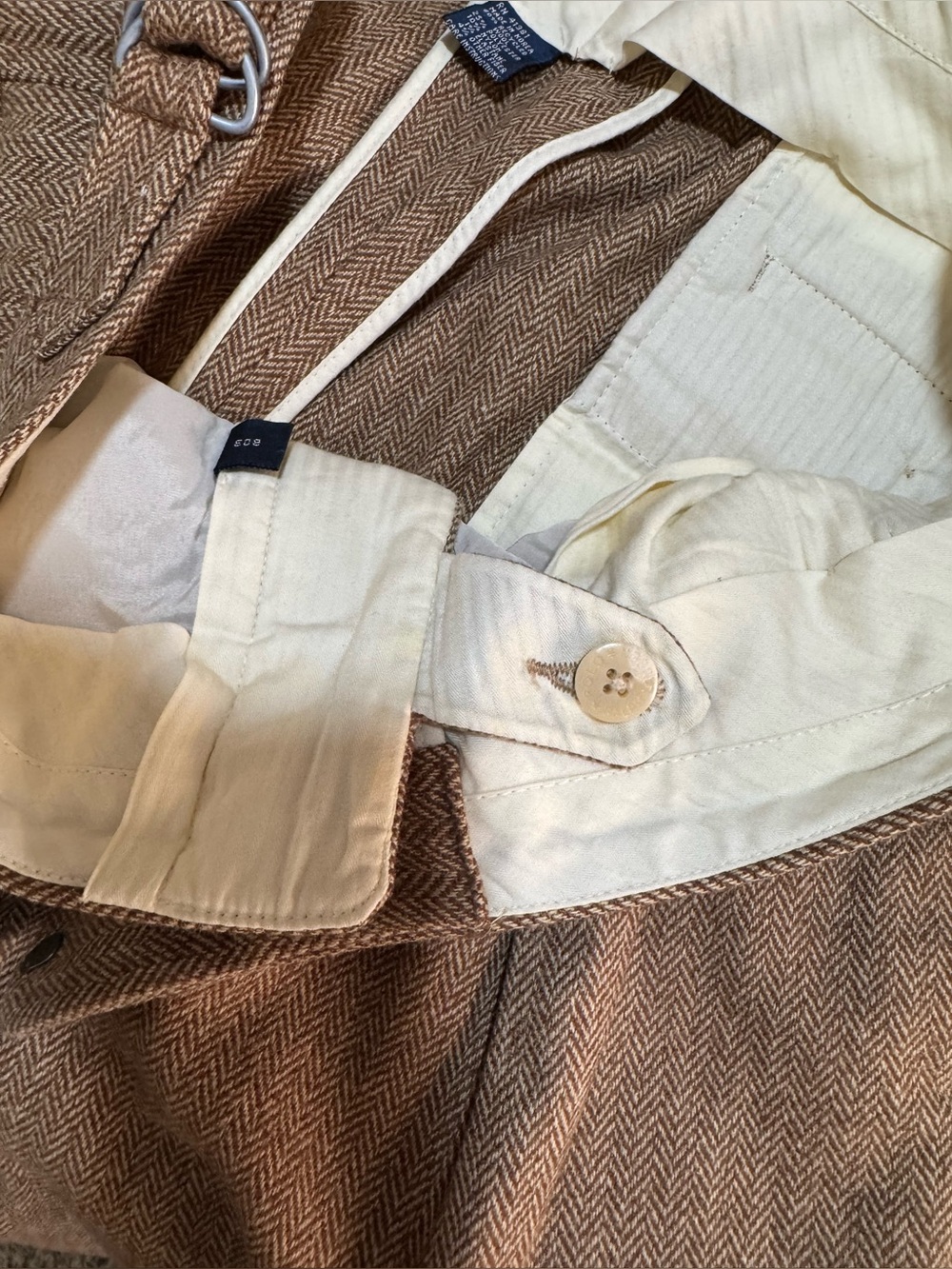Polo Ralph Lauren Wool Blend Herringbone Pleated Cuff Classic Dress Pants  34x31 - Picture 6 of 16